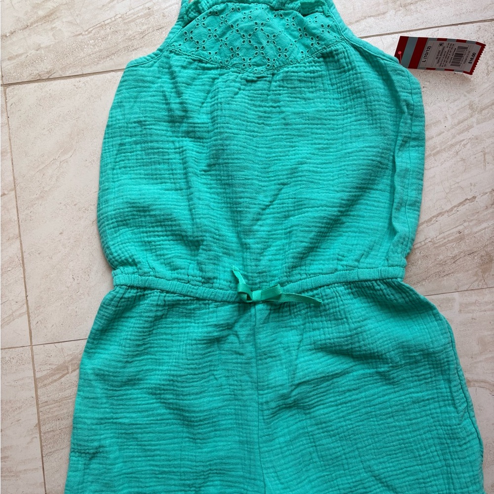 Cat and jack girls Teal Romper size large 10/12